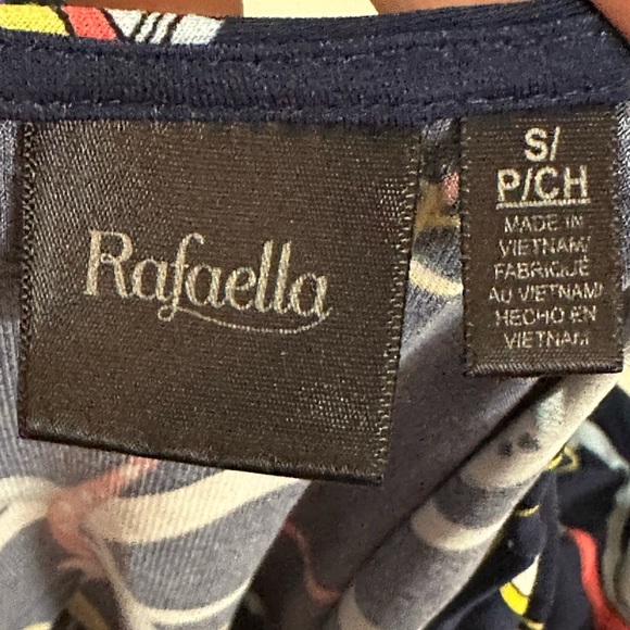 Rafaella Blue and Red Relaxed Tie Front Blouse - Picture 7 of 11